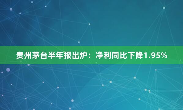 贵州茅台半年报出炉：净利同比下降1.95%