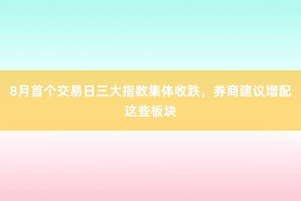 8月首个交易日三大指数集体收跌，券商建议增配这些板块