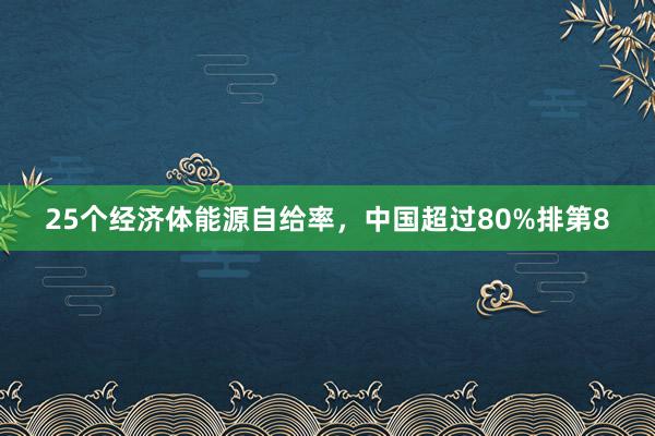 25个经济体能源自给率，中国超过80%排第8