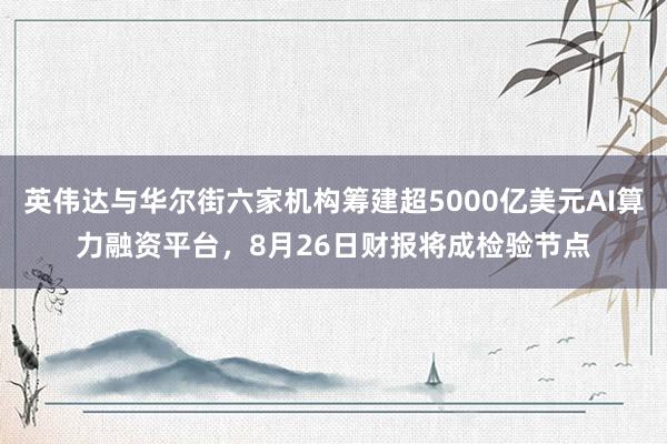 英伟达与华尔街六家机构筹建超5000亿美元AI算力融资平台，8月26日财报将成检验节点