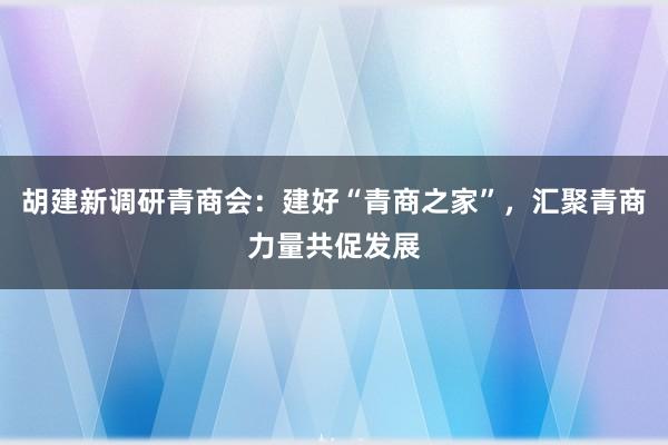 胡建新调研青商会：建好“青商之家”，汇聚青商力量共促发展