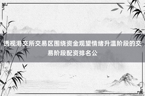 透视港交所交易区围绕资金观望情绪升温阶段的交易阶段配资排名公