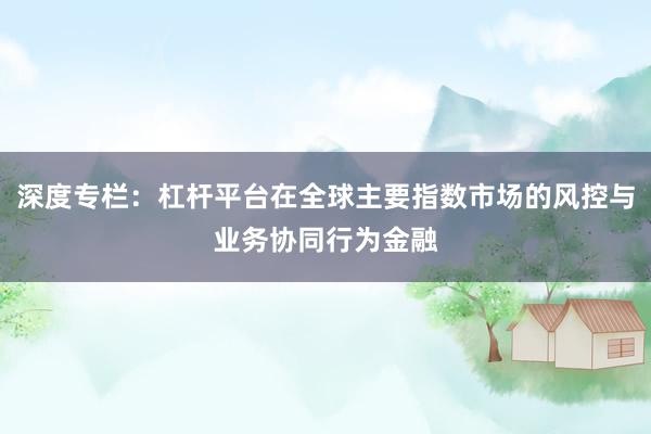 深度专栏：杠杆平台在全球主要指数市场的风控与业务协同行为金融