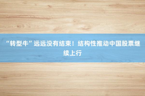 “转型牛”远远没有结束！结构性推动中国股票继续上行