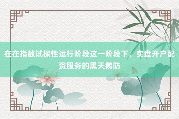 在在指数试探性运行阶段这一阶段下,实盘开户配资服务的黑天鹅防