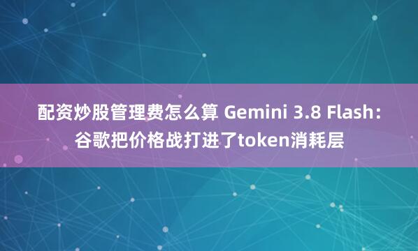 配资炒股管理费怎么算 Gemini 3.8 Flash：谷歌把价格战打进了token消耗层