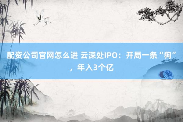 配资公司官网怎么进 云深处IPO：开局一条“狗”，年入3个亿