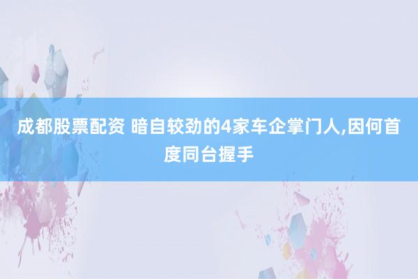 成都股票配资 暗自较劲的4家车企掌门人,因何首度同台握手
