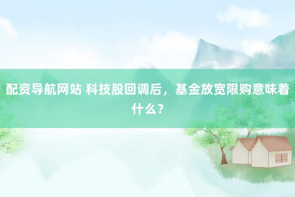 配资导航网站 科技股回调后，基金放宽限购意味着什么？