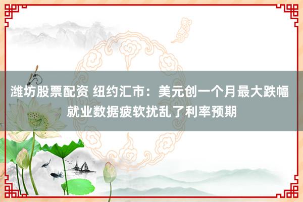 潍坊股票配资 纽约汇市：美元创一个月最大跌幅 就业数据疲软扰乱了利率预期
