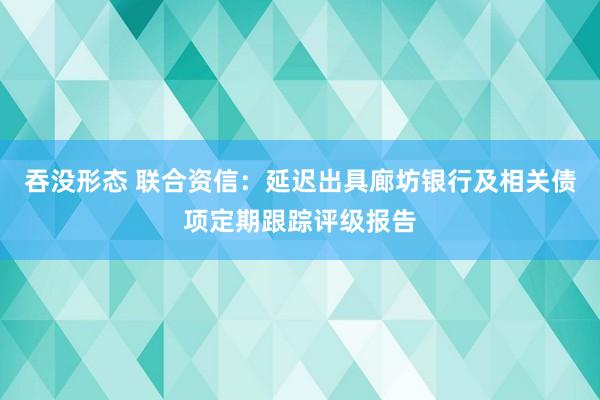 吞没形态 联合资信：延迟出具廊坊银行及相关债项定期跟踪评级报告