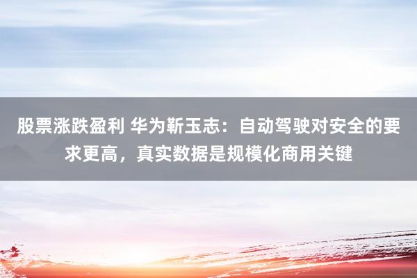 股票涨跌盈利 华为靳玉志：自动驾驶对安全的要求更高，真实数据是规模化商用关键