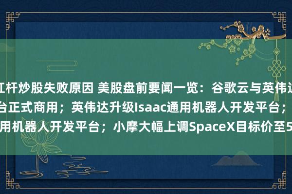 杠杆炒股失败原因 美股盘前要闻一览:谷歌云与英伟达宣布Vera Rubin平台正式商用;英伟达升级Isaac通用机器人开发平台;小摩大幅上调SpaceX目标价至500美元